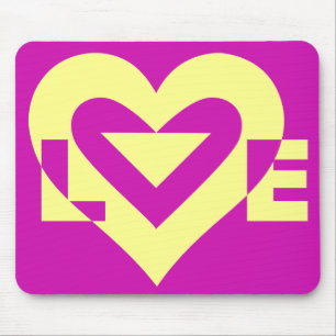 Love Yellow on Purple Mouse Mat