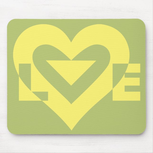 Love Yellow on Sage Green Mouse Mat (Front)