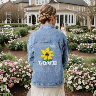 Love Yellow Sunflower Blue Sky Denim Jacket