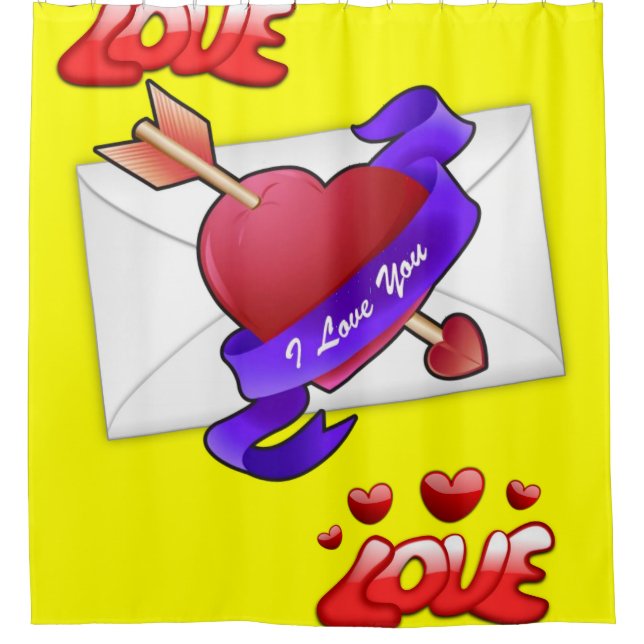 love yellow valentines day showercurtain shower curtain (Front)