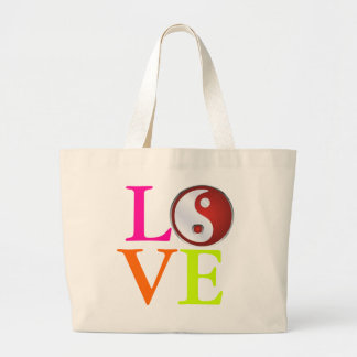 Love+Yin Yang Symbol Large Tote Bag