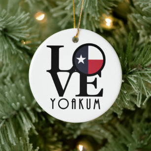 LOVE Yoakum Texas Ceramic Tree Decoration