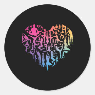 Love Yoga Heart Meditation Pose Men Girl Women Zen Classic Round Sticker