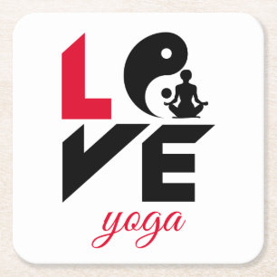 Love yoga square paper coaster