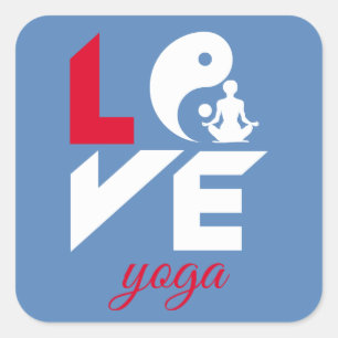 Love yoga square sticker