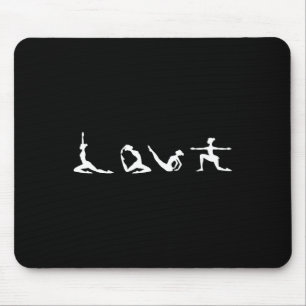 Love Yoga Typography Cute Meditation Pose Yoga Lov Mouse Mat