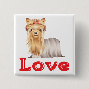 Love Yorkshire Terrier Puppy Dog Button Pin
