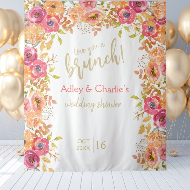 Love You a Brunch Fall Wedding or Shower Backdrop Tapestry (Creator Uploaded)