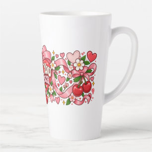 Love You a Bunch Pink Bow Heart Mug Retro Coquet