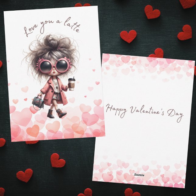 Love You a Latte Coffee Valentine's Day  Holiday Card (Creator Uploaded)