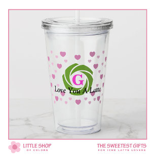 Love You a Latte Monogrammed Valentine's Day Acrylic Tumbler