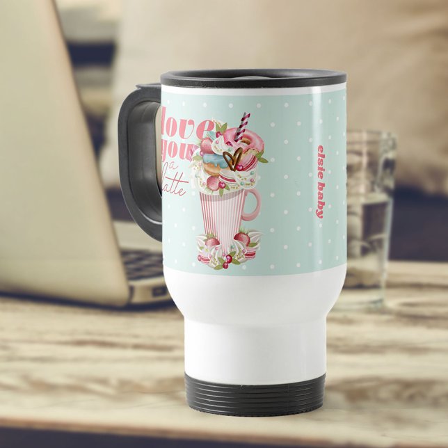 Love you a Latte Retro Sweet Treats Personalised Travel Mug (Creator Uploaded)