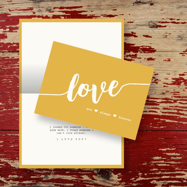 "Love You Always Forever" Mustard Hand Script Card (Creator Uploaded)