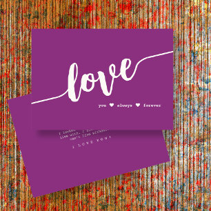 "Love You Always Forever" Raspberry Script Card