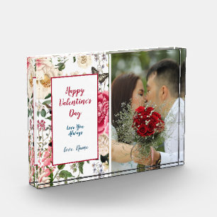Love You Always/Valentines Pink Floral Background Photo Block