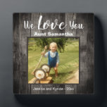 Love You Aunt Desk Photo Plaque<br><div class="desc">Fun rustic wood photo desk plaque. All text is customizable and photo can easily be changed. We Love You Aunt with niece or nephew name option at the bottom of the plaque. A unique gift for that special person in your life.</div>