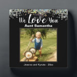 Love You Aunt Photo Glitter Plaque<br><div class="desc">Fun faux glitter photo desk plaque. All text is customizable and photo can easily be changed. We Love You Aunt with niece or nephew name option at the bottom of the plaque. A unique gift for that special person in your life.</div>