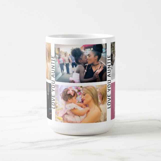 Love You Auntie 6 Photo Custom Collage Aunt Coffee Mug (Center)