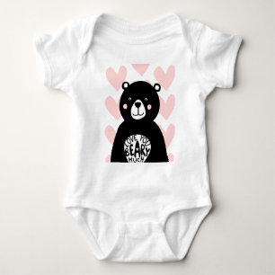 Love you Beary Much Cute Bear Girly Pink Heart Baby Bodysuit