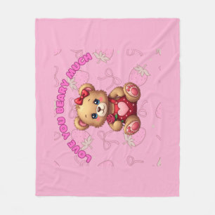 Love You Beary Much – Cute Valentine Teddy Bear De Fleece Blanket