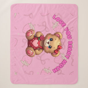 Love You Beary Much – Cute Valentine Teddy Bear De Sherpa Blanket