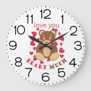 Love you beary much for Valentine's Day Large Clock