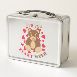 Love you beary much for Valentine's Day Metal Lunch Box
