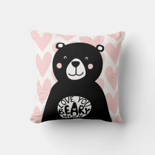 Love you Beary Much Nordic Black Bear Lettering Cushion