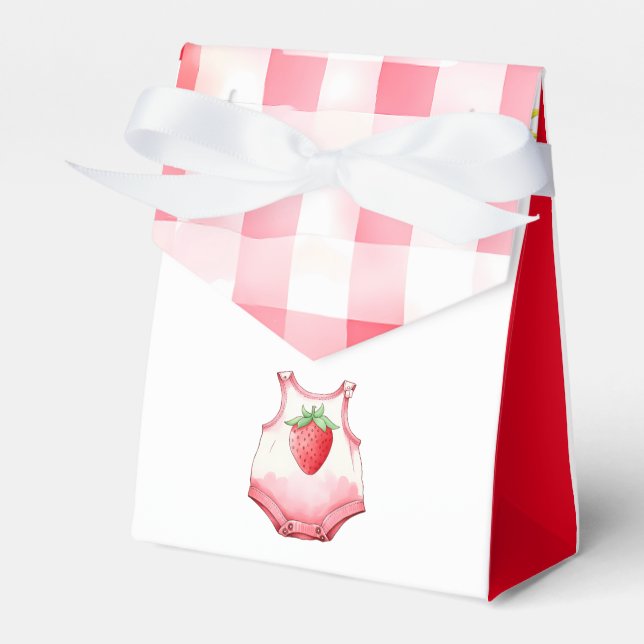 Love You Berry Much Baby Shower Strawberry Pink Favour Box (Front Side)