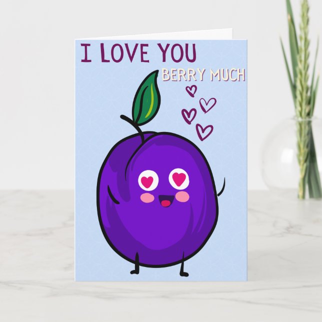 Love You Berry Much Funny Valentine Card (Front)