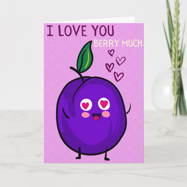Love You Berry Much Funny Valentine Card (Front)