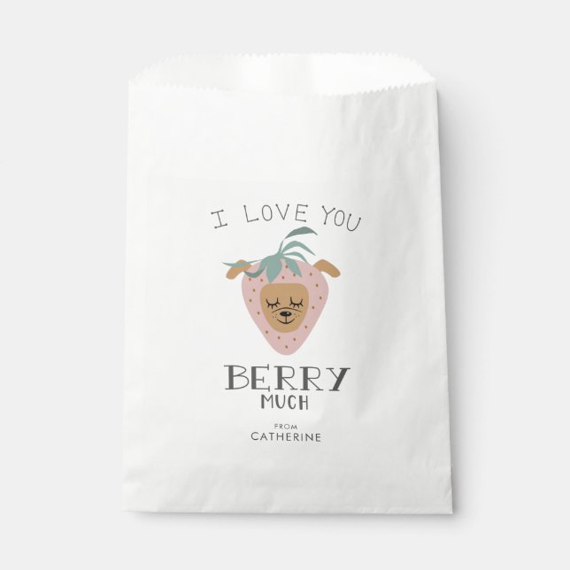 LOVE YOU BERRY MUCH Funny Valentine Dog Favour Bags (Front)