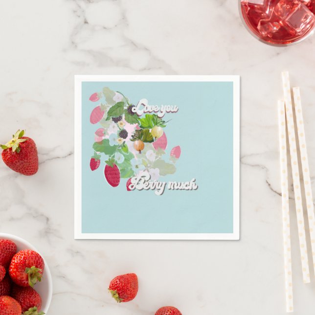 Love You Berry Much heart patch Napkin (Insitu)