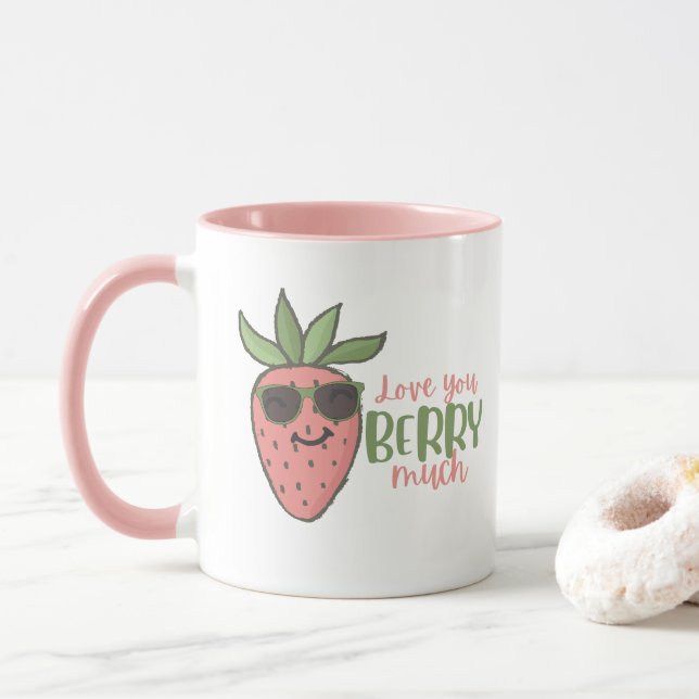 Love You Berry Much Strawberry Mug (With Donut)