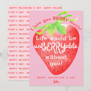 Love You Berry Much Strawberry Sweet Valentines Holiday Card
