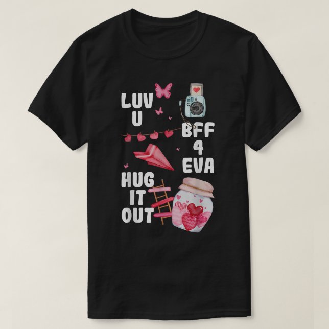 Love You BFF Valentines Day Cute VDay Pajama Best  T-Shirt (Design Front)