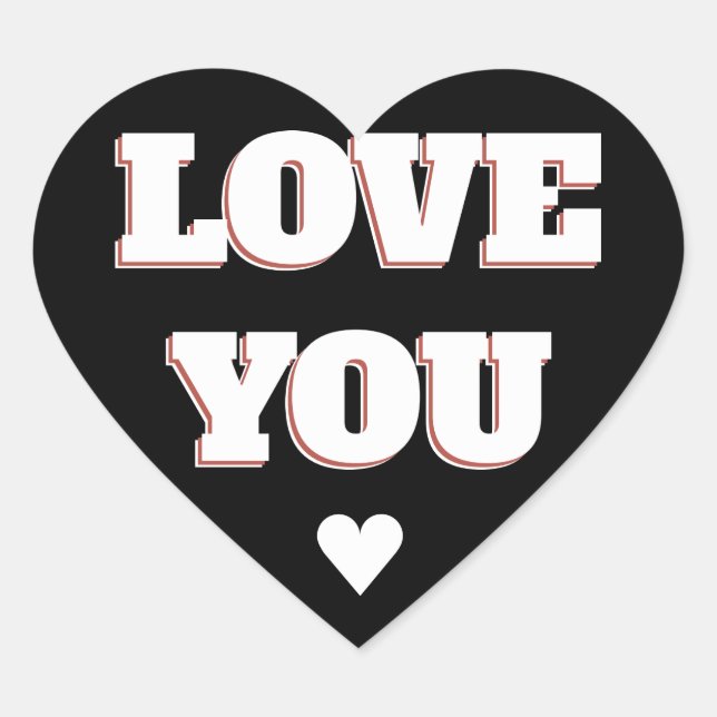 Love You Black And White Heart Wedding Sticker (Front)