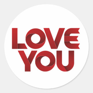 Love You – Bold Romantic Typography Classic Round Sticker