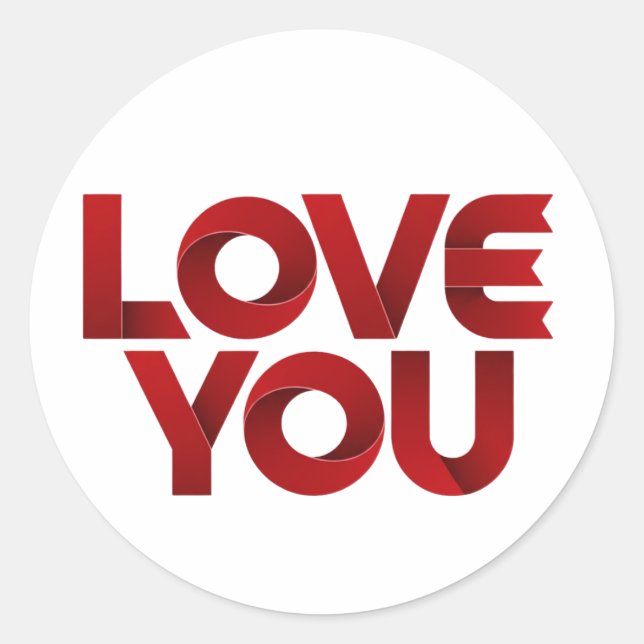 Love You – Bold Romantic Typography Classic Round Sticker (Front)
