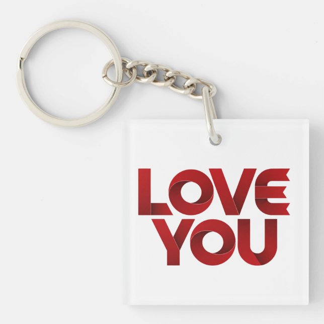 Love You – Bold Romantic Typography Key Ring (Front)