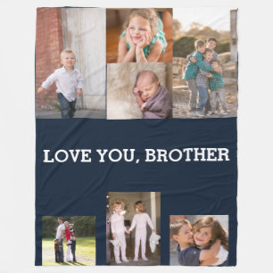 Love You Brother Seven‑Photo Tribute Collage Fleece Blanket