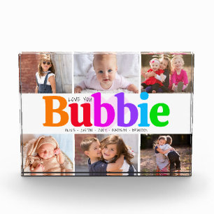 Love You Bubbie Bold Colourful Modern Collage 6 Photo Block