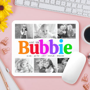 Love You Bubbie Colourful Rainbow 6 Photo Collage Mouse Mat