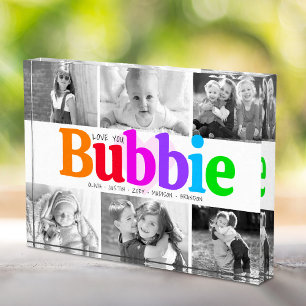 Love You Bubbie Colourful Rainbow Modern Collage 6 Photo Block