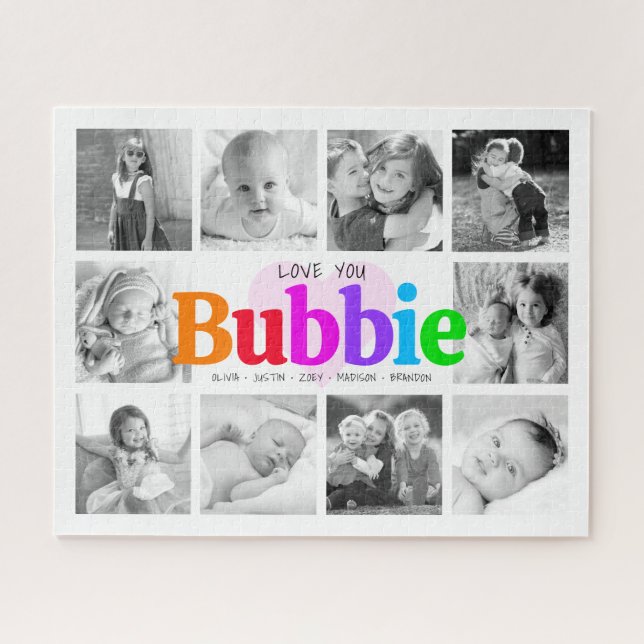 Love You Bubbie Rainbow 10 Photo Collage Modern Jigsaw Puzzle (Horizontal)