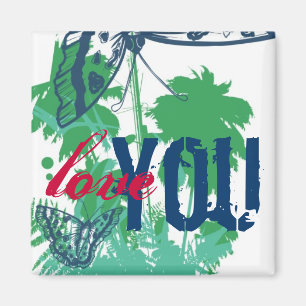 Love You Butterfly Palm Tree Paradise Magnet