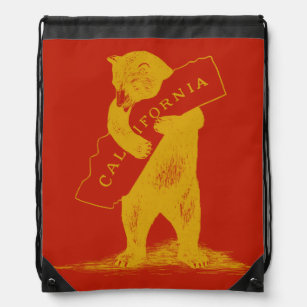 Love You California--Red and Gold Drawstring Bag