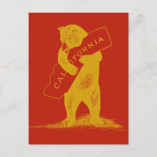 Love You California--Red and Gold Postcard