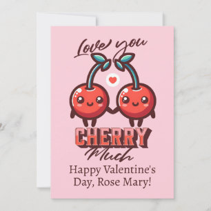 Love You Cherry Much Cute Cherries Valentine Holiday Card