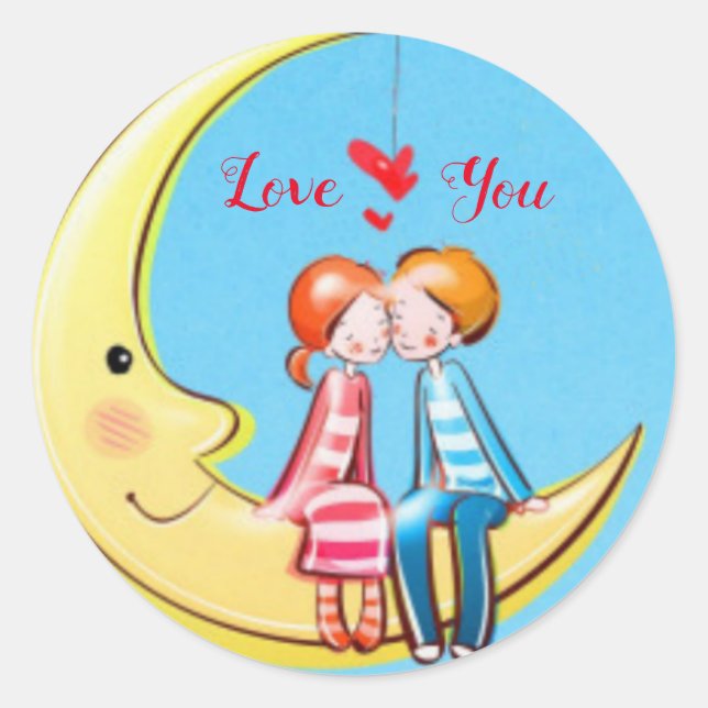 Love you classic round sticker (Front)